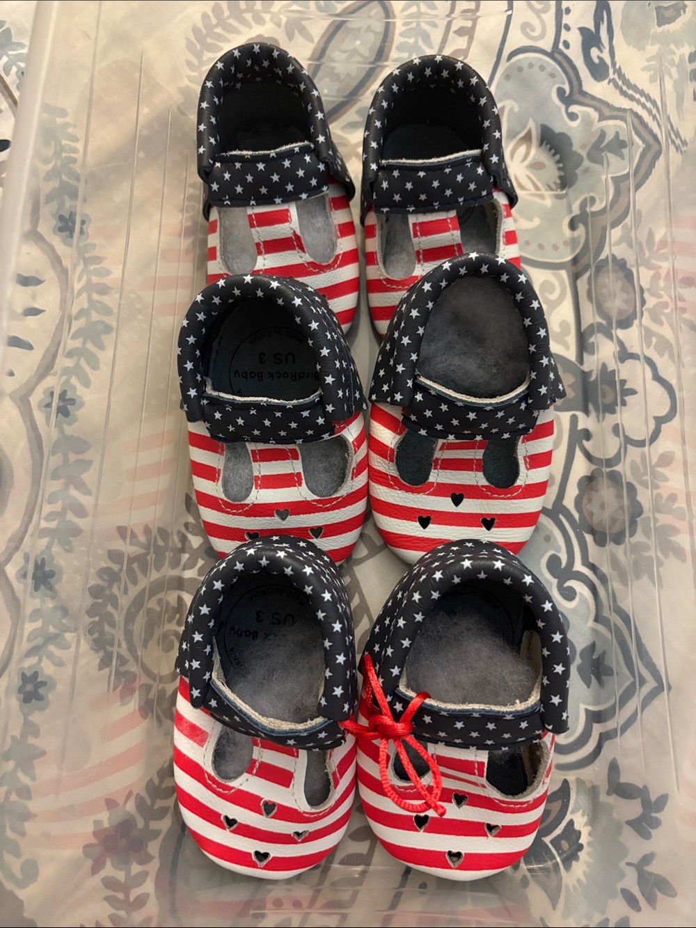 NWOT Bundle of 3 pair Birdrock Baby Mary Jane Star-Spangled and hearts.